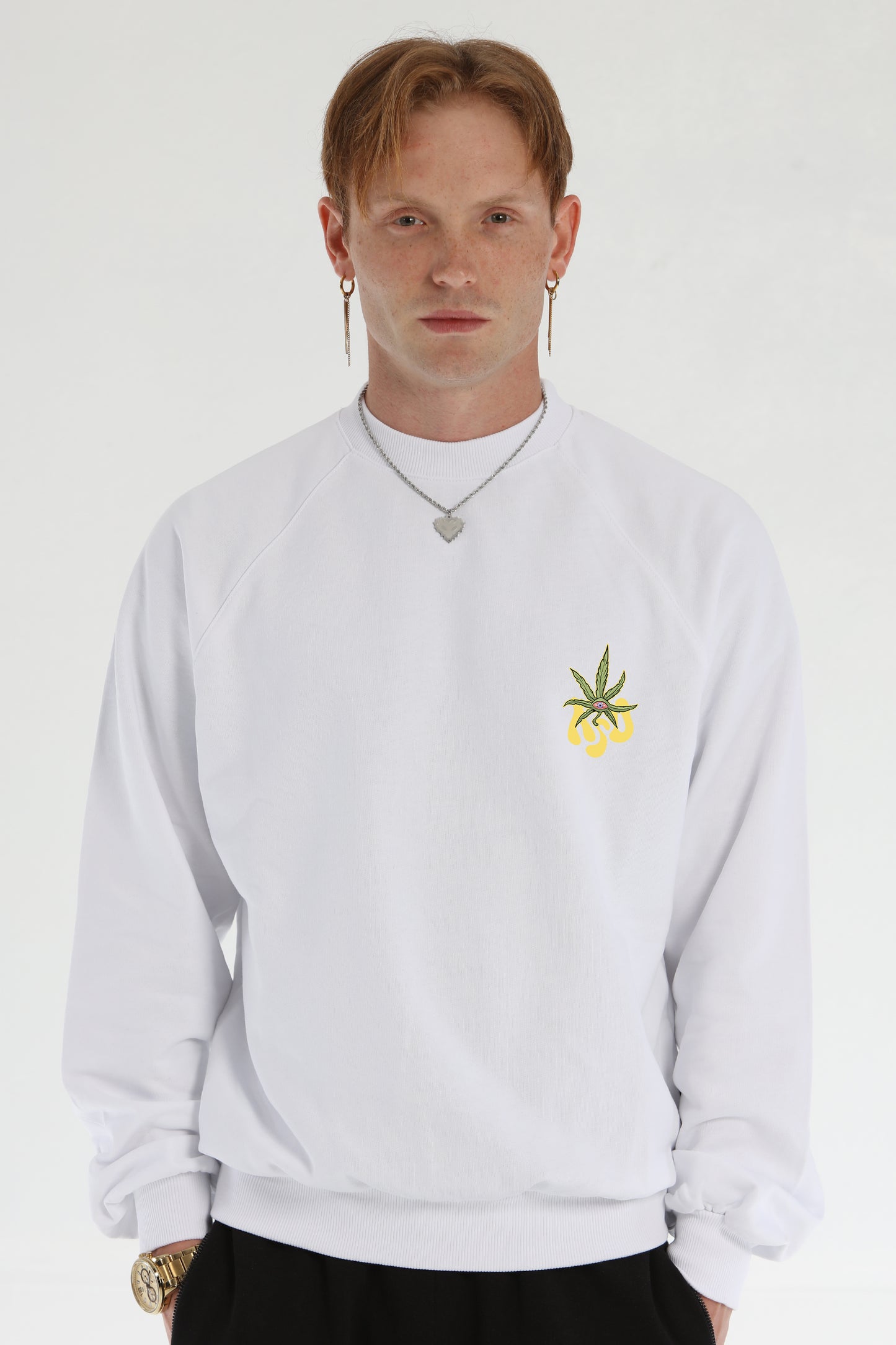 STONED DRAGON WHITE CREWNECK