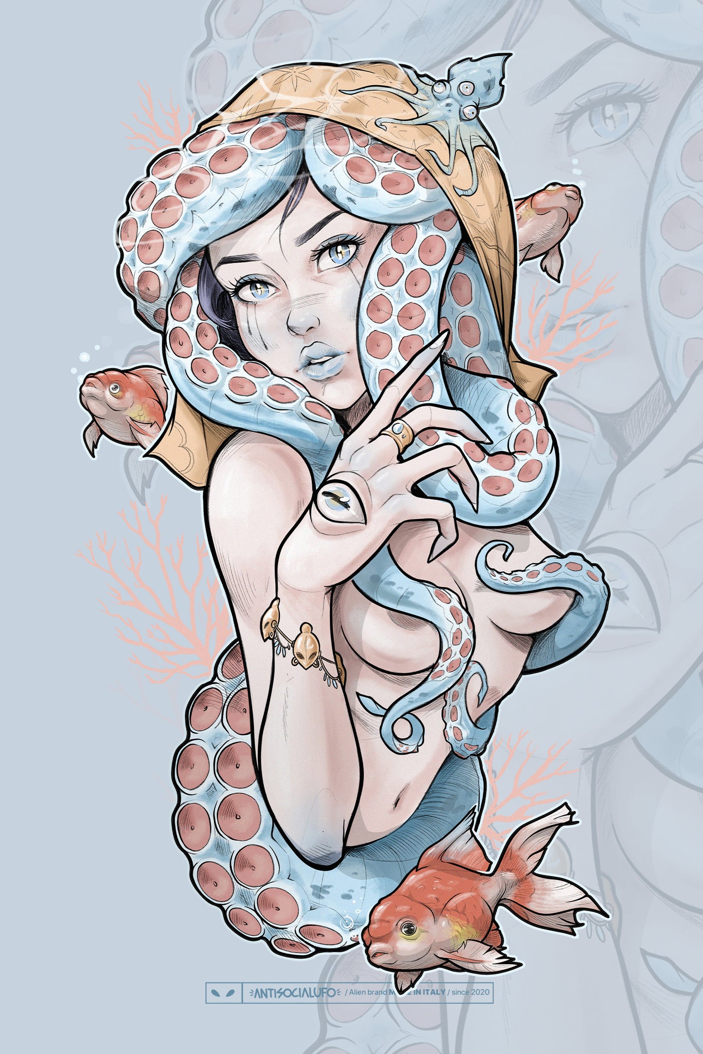 SEA QUEEN OVERSIZE CELESTE T-SHIRT