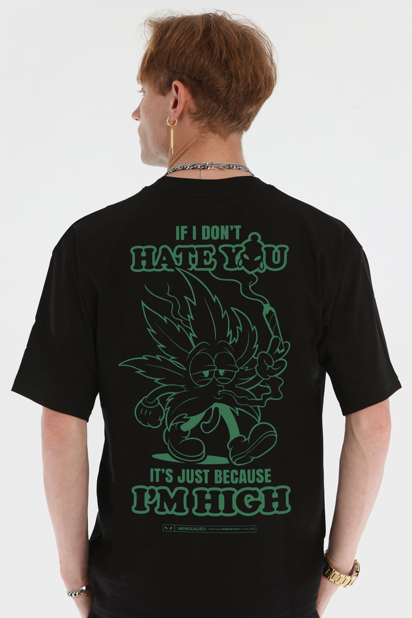 LEAF OVERSIZE BLACK T-SHIRT