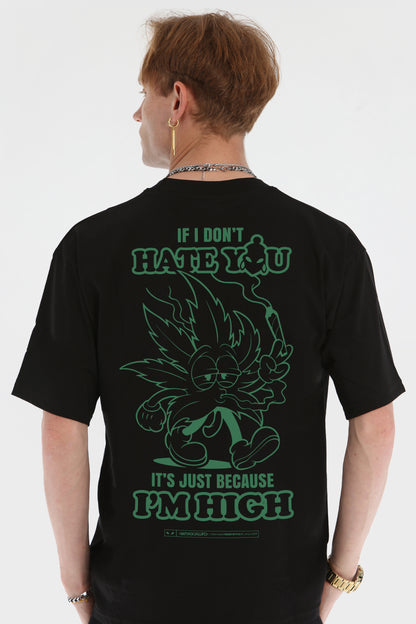 LEAF OVERSIZE BLACK T-SHIRT