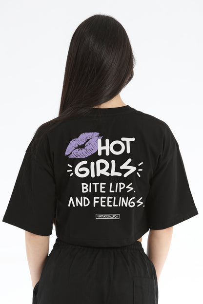 HOT GIRLS CROP TOP NERO
