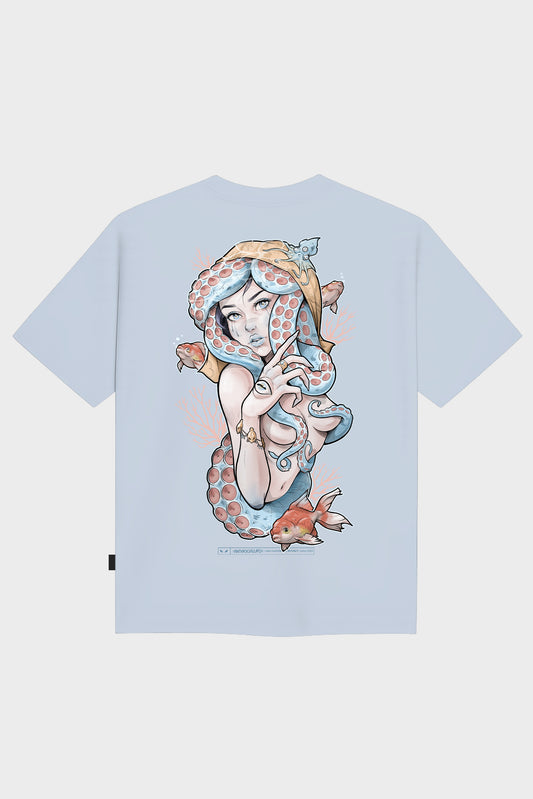 SEA QUEEN OVERSIZE CELESTE T-SHIRT