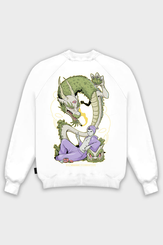 STONED DRAGON WHITE CREWNECK