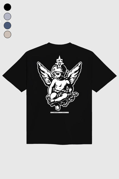 ANGEL STATUE OVERSIZE T-SHIRT BLACK
