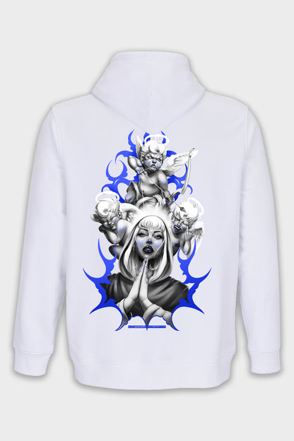 HOODIE ZIP BLESSED WHITE