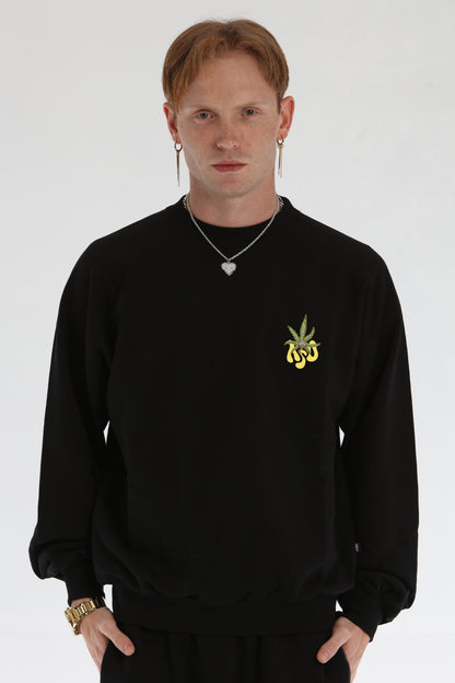 STONED DRAGON BLACK CREWNECK