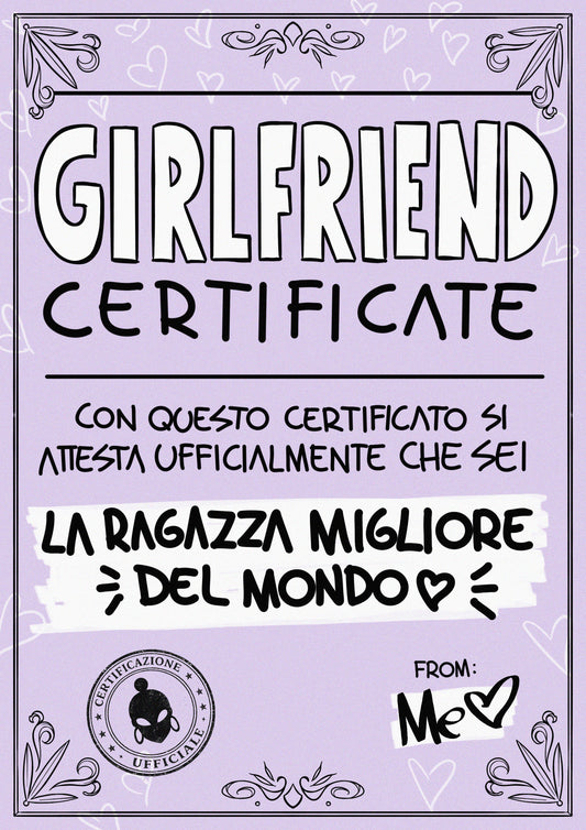 GIRLFRIEND CERTIFICATE