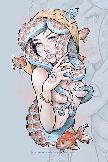 SEA QUEEN OVERSIZE CELESTE T-SHIRT